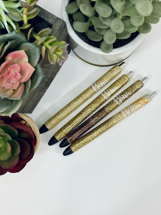 Ombre Gold Glitter Resin Pens
